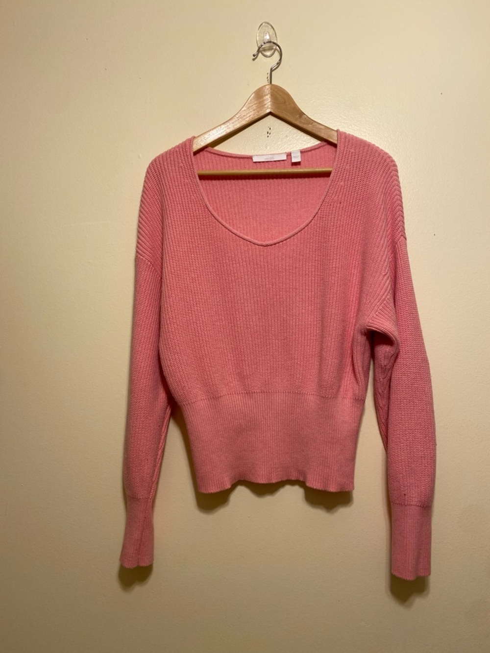 Boss Scoop-Neck Knit Sweater in Rose Pink. Size M